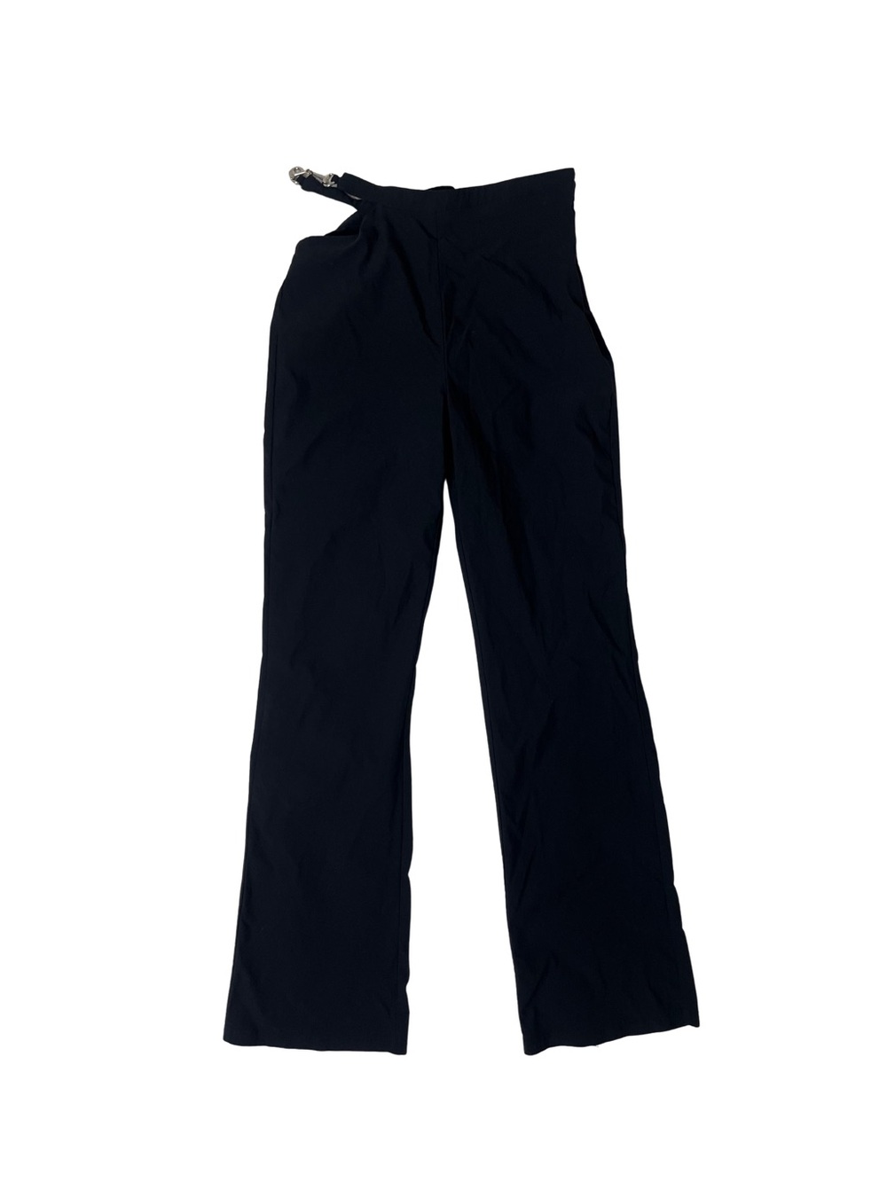 Princess Polly Black Ariarne Cutout Waist Silver Hardware Flare Pants Size 4